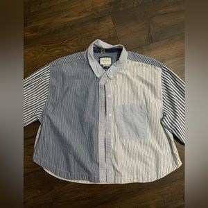 Women’s striped crop button up shirt